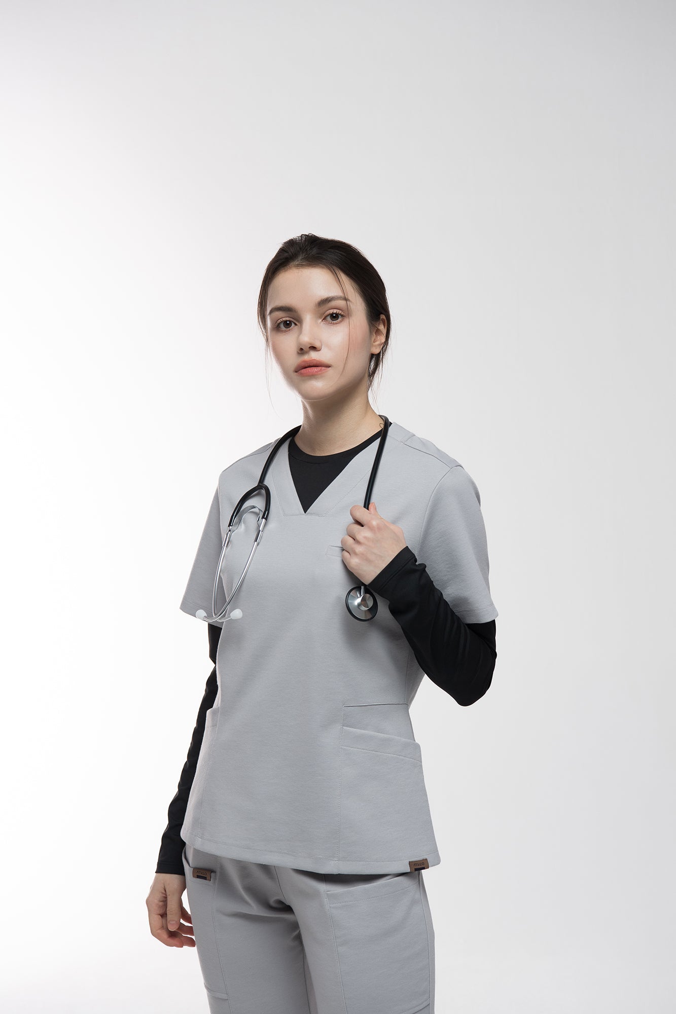 ATVLO PRIMO™ Emery / Classic Scrub Top - Lavender Gray